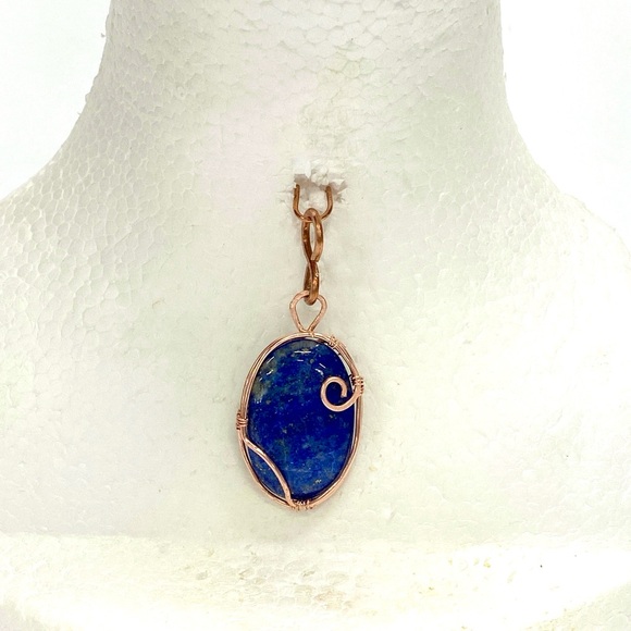 HANDMADE Lapis Lazuli Hand Wrapped Bare Copper, Jewelry Gift Her Woman Girl - Picture 7 of 10